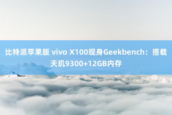 比特派苹果版 vivo X100现身Geekbench：搭载天玑9300+12GB内存