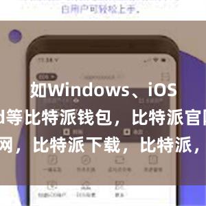 如Windows、iOS、Android等比特派钱包，比特派官网，比特派下载，比特派，比特派钱包安全