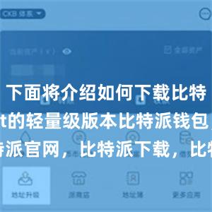 下面将介绍如何下载比特派Wallet的轻量级版本比特派钱包，比特派官网，比特派下载，比特派，比特派钱包安全